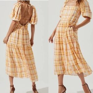 NWOT Astr The Label Ilana Check Print Midi Dress